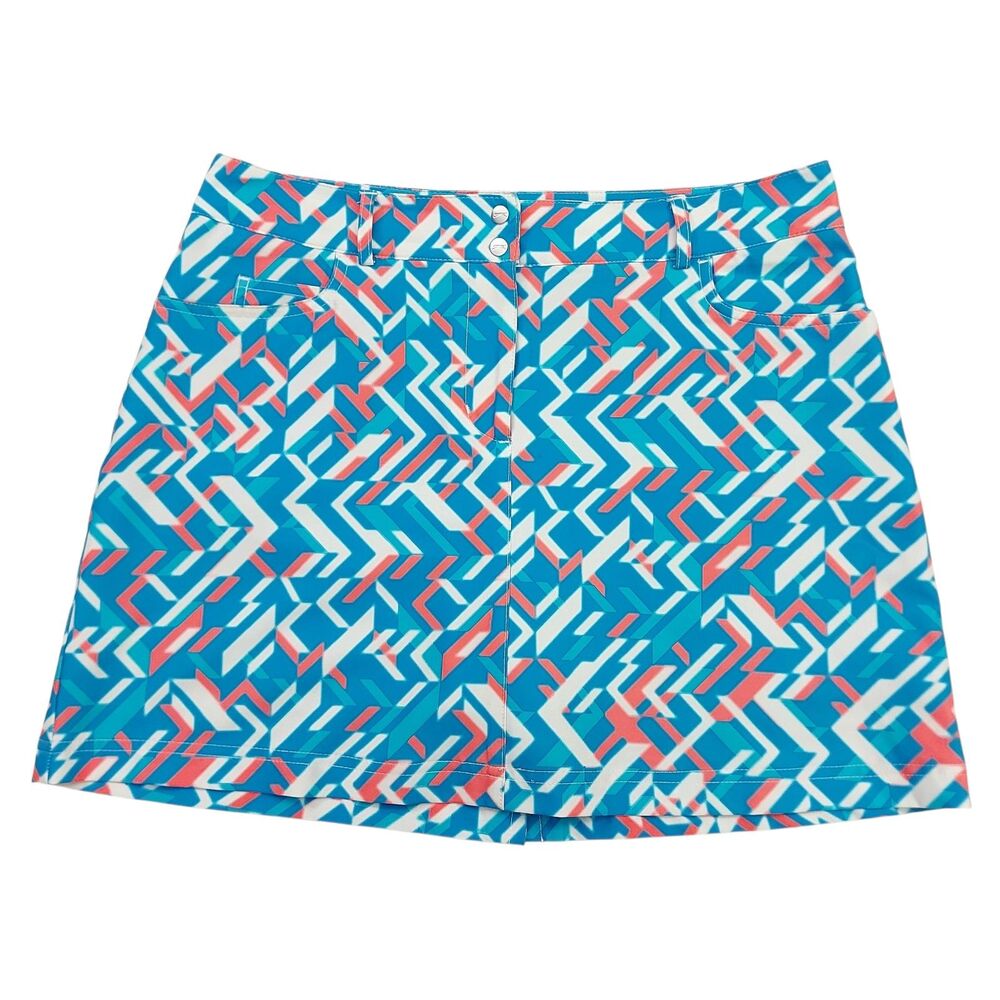 Slazenger Golf Skort Womens 8 Blue White Geometric Pattern Athletic Tennis
